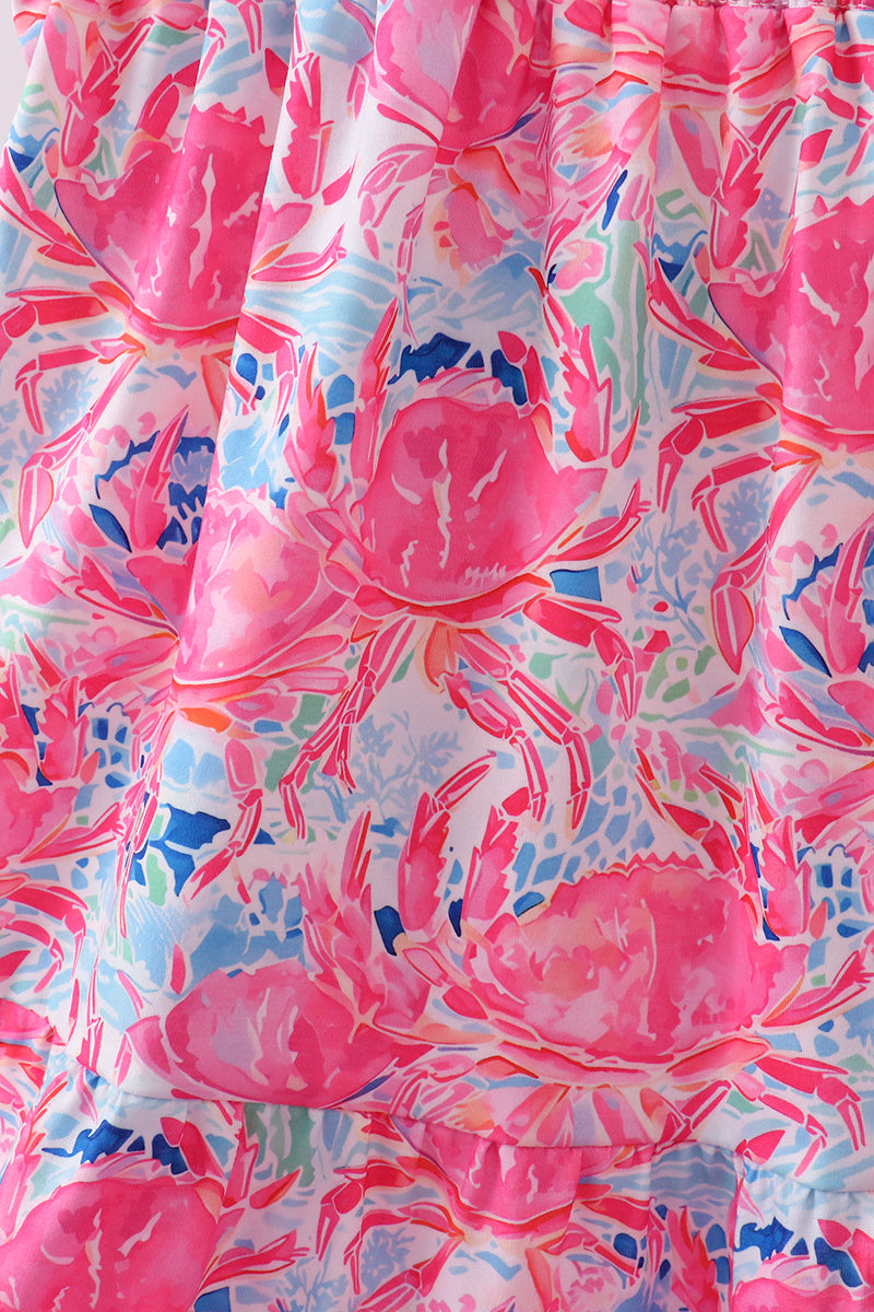 Pink floral smocked ruffle tiered dress