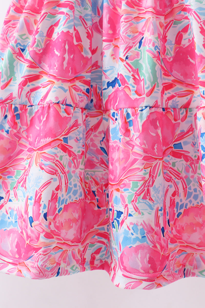 Pink floral smocked ruffle tiered dress