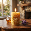 Golden Hivelet Beeswax Pillar Candle Beehive Inspired