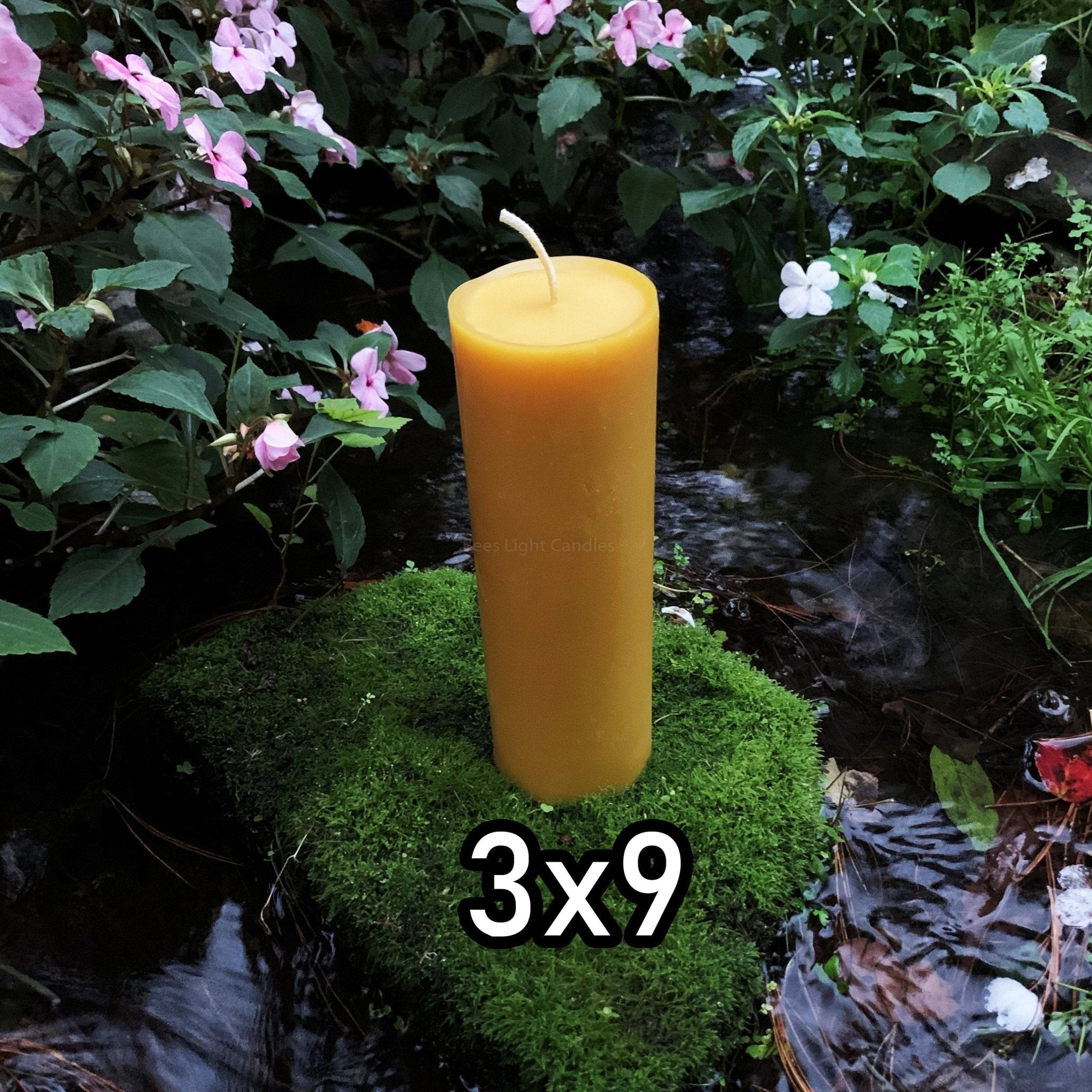 3x9 Beeswax Pillar Candle