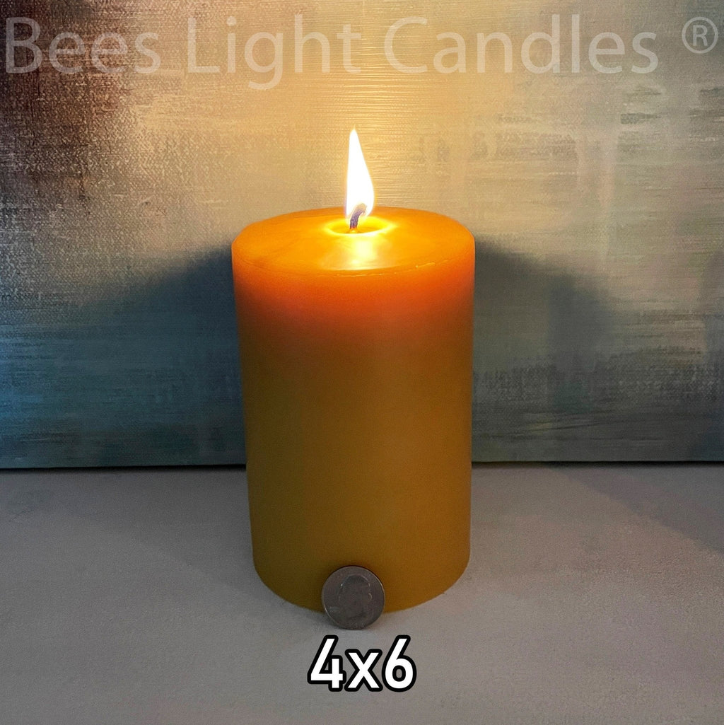 4 Inch Wide Beeswax Pillar Candle Set of 4x4+4x6+4x8