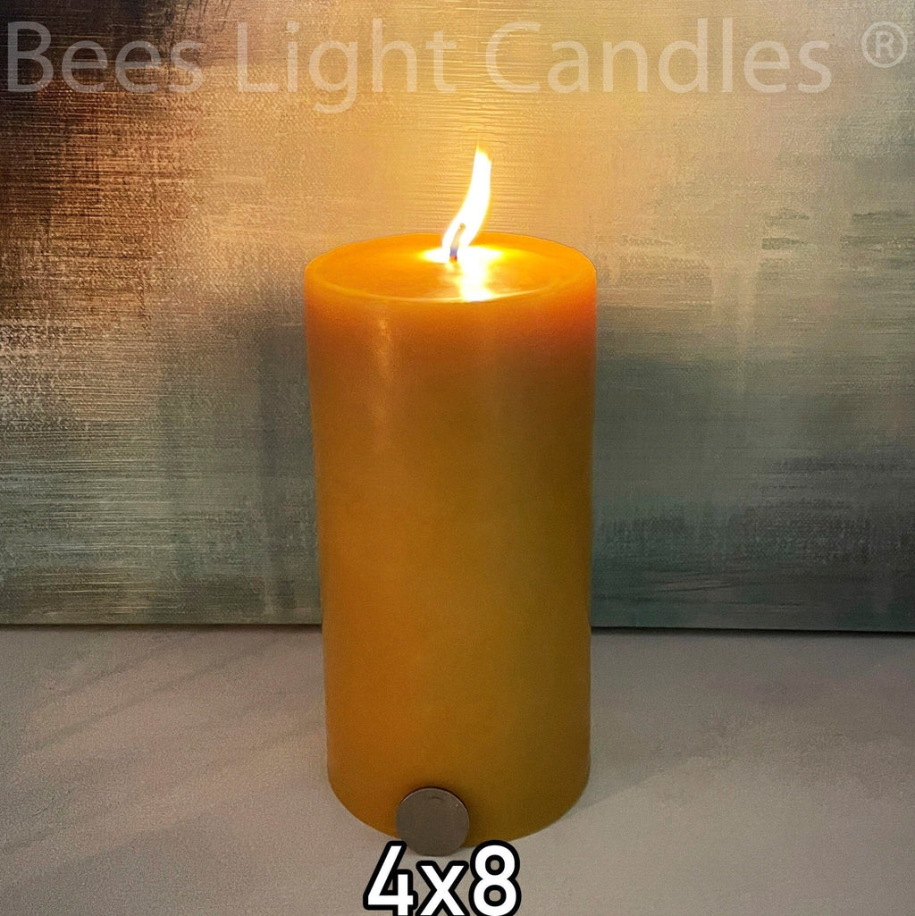 4" x 8" Beeswax Pillar Candles