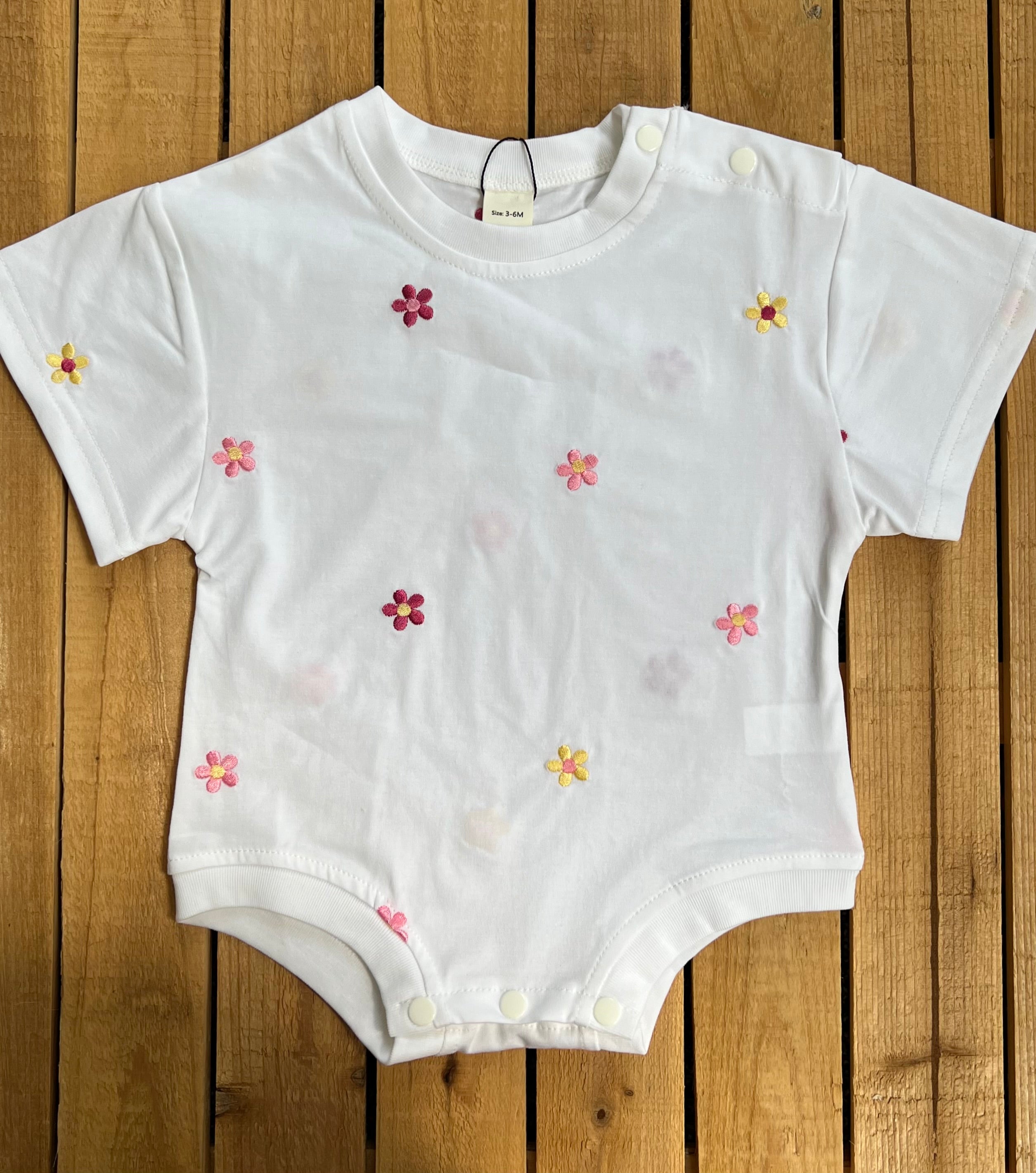 Embroidered Daisy Bubble Romper