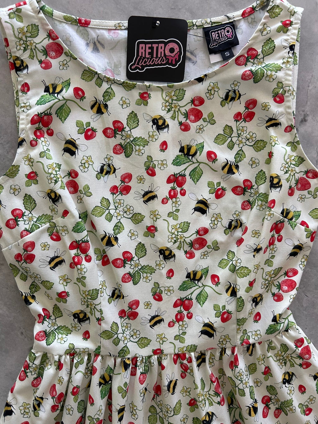 Berry Bees Vintage Dress - Small only, 1 left!