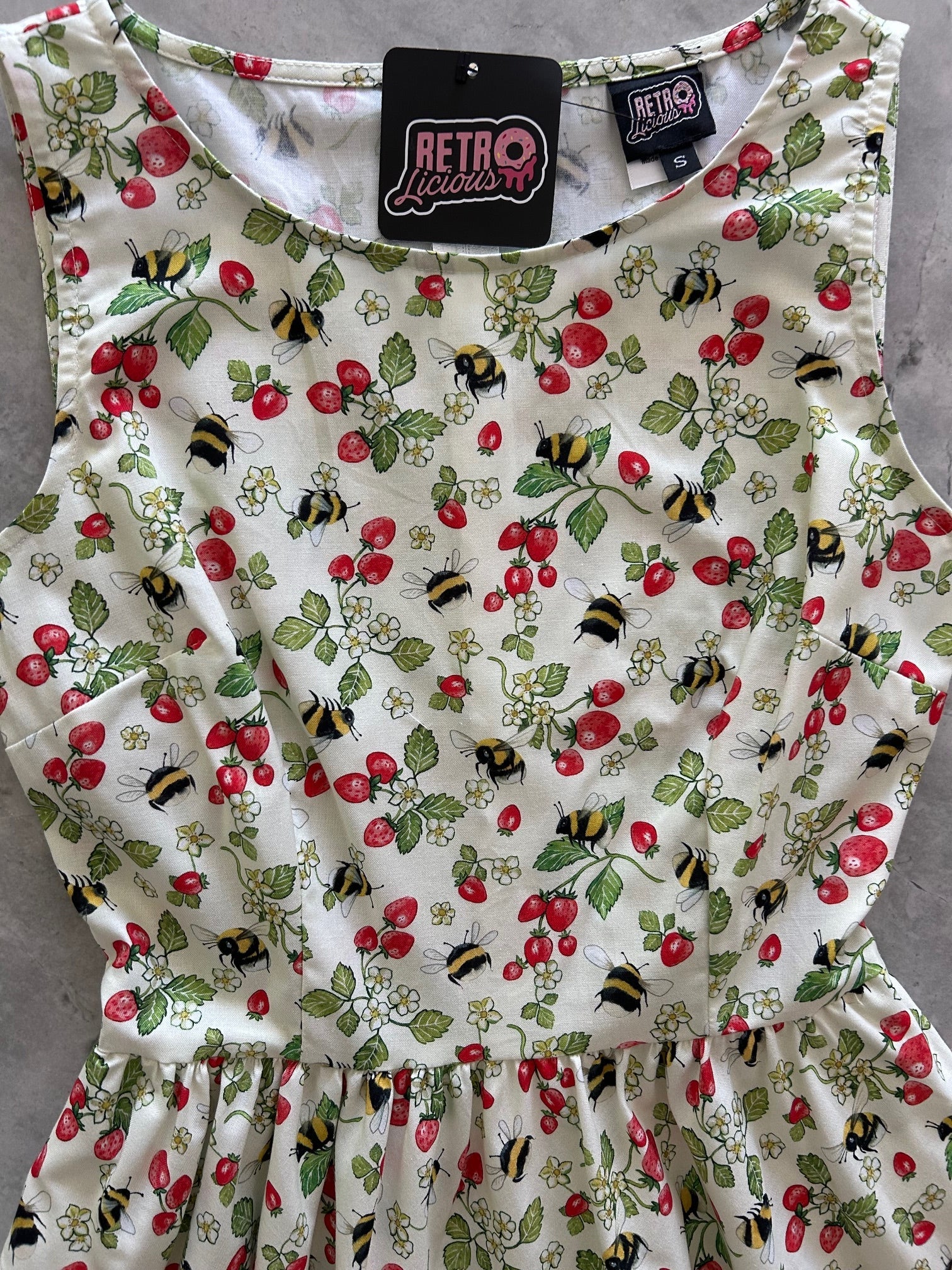 Berry Bees Vintage Dress - Small only, 1 left!