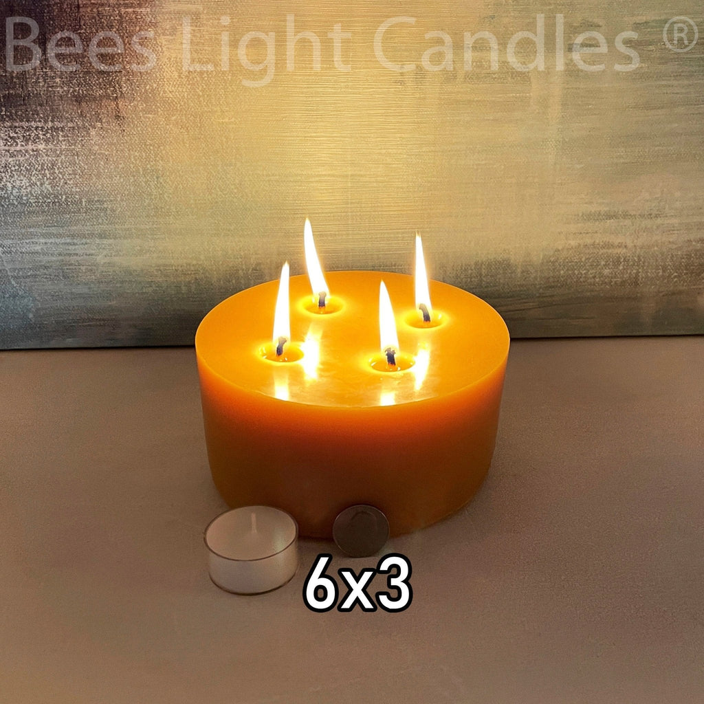 6 Inch Wide Large Beeswax Pillars | Set of 3 Candles 6x3+6x4+6x5