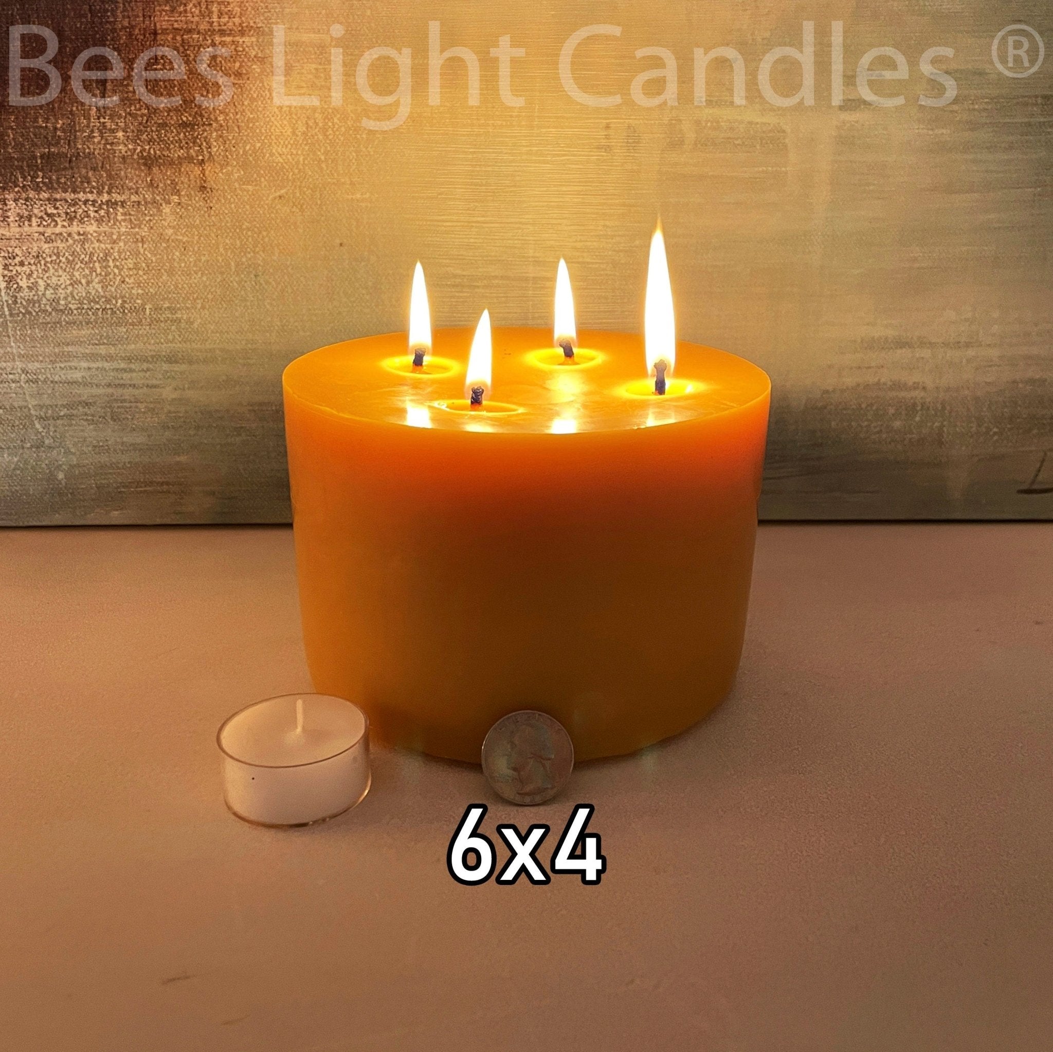 6 Inch Wide Large Beeswax Pillars | Set of 3 Candles 6x3+6x4+6x5