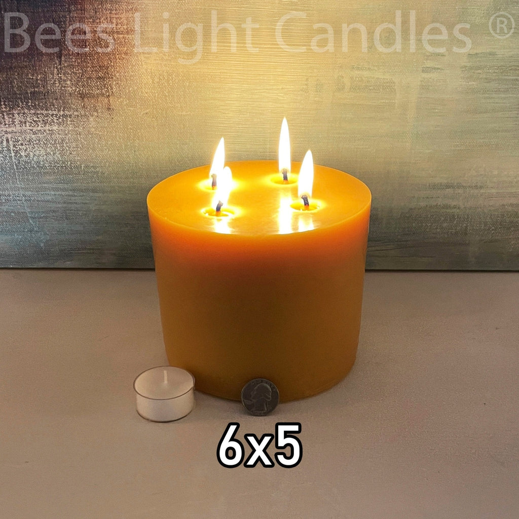 6 Inch Wide Large Beeswax Pillars | Set of 3 Candles 6x3+6x4+6x5