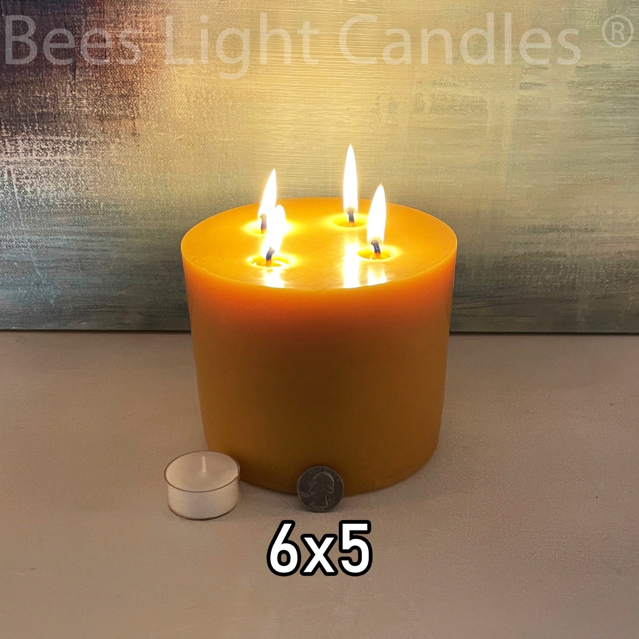 6 Inch Wide Large Beeswax Pillars | Set of 3 Candles 6x3+6x4+6x5