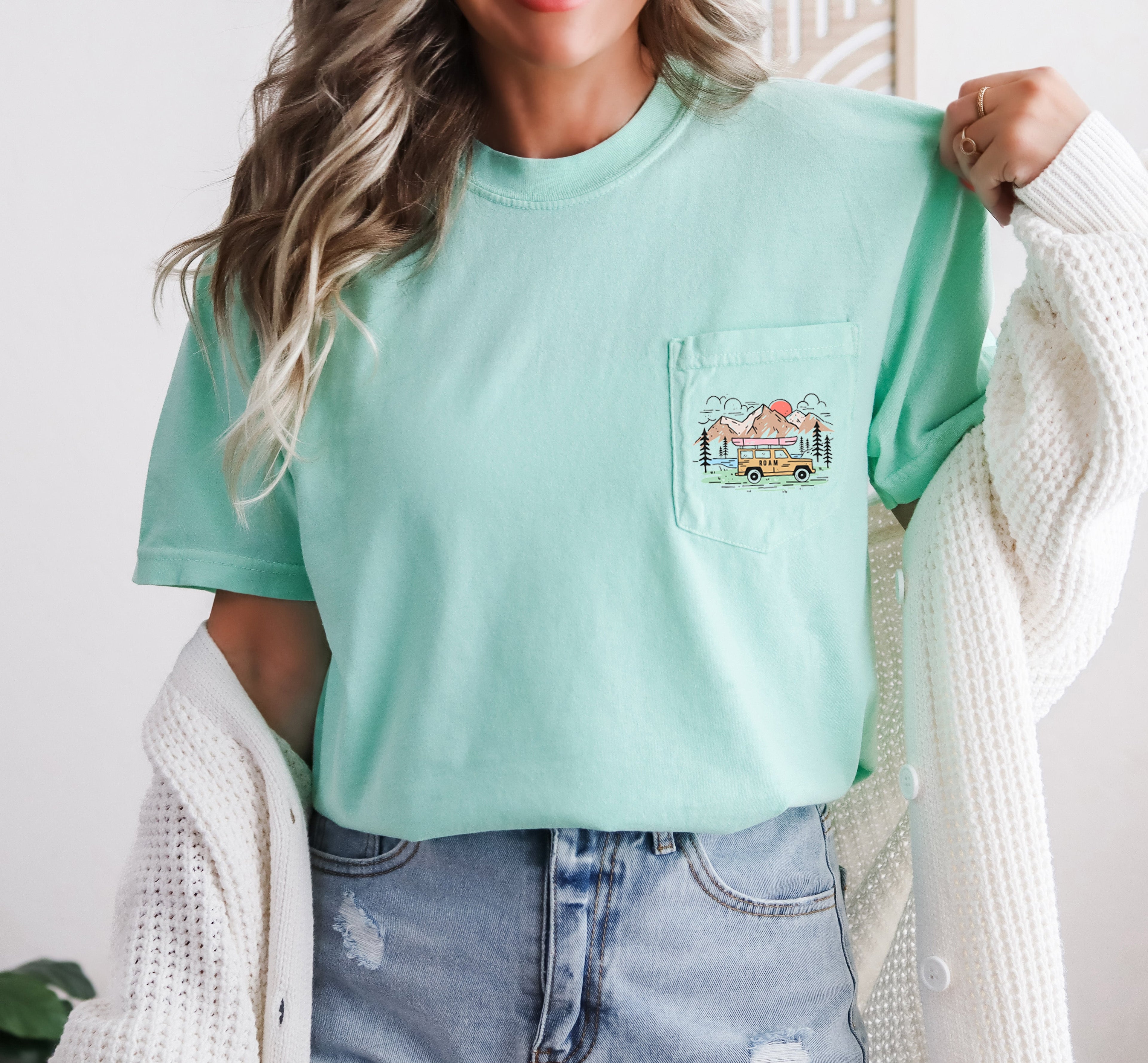 Camping Hiking Nature Color Botanical Comfort Colors Pocket T Shirt