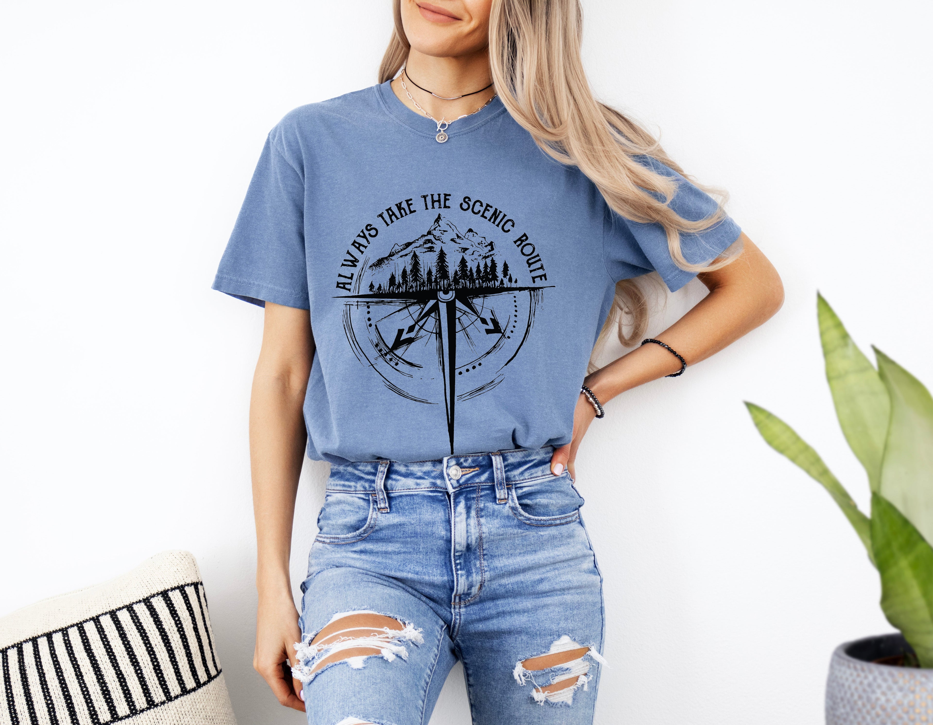 Compass Camping Hiking Mountain Nature Comfort Colors T Shirt