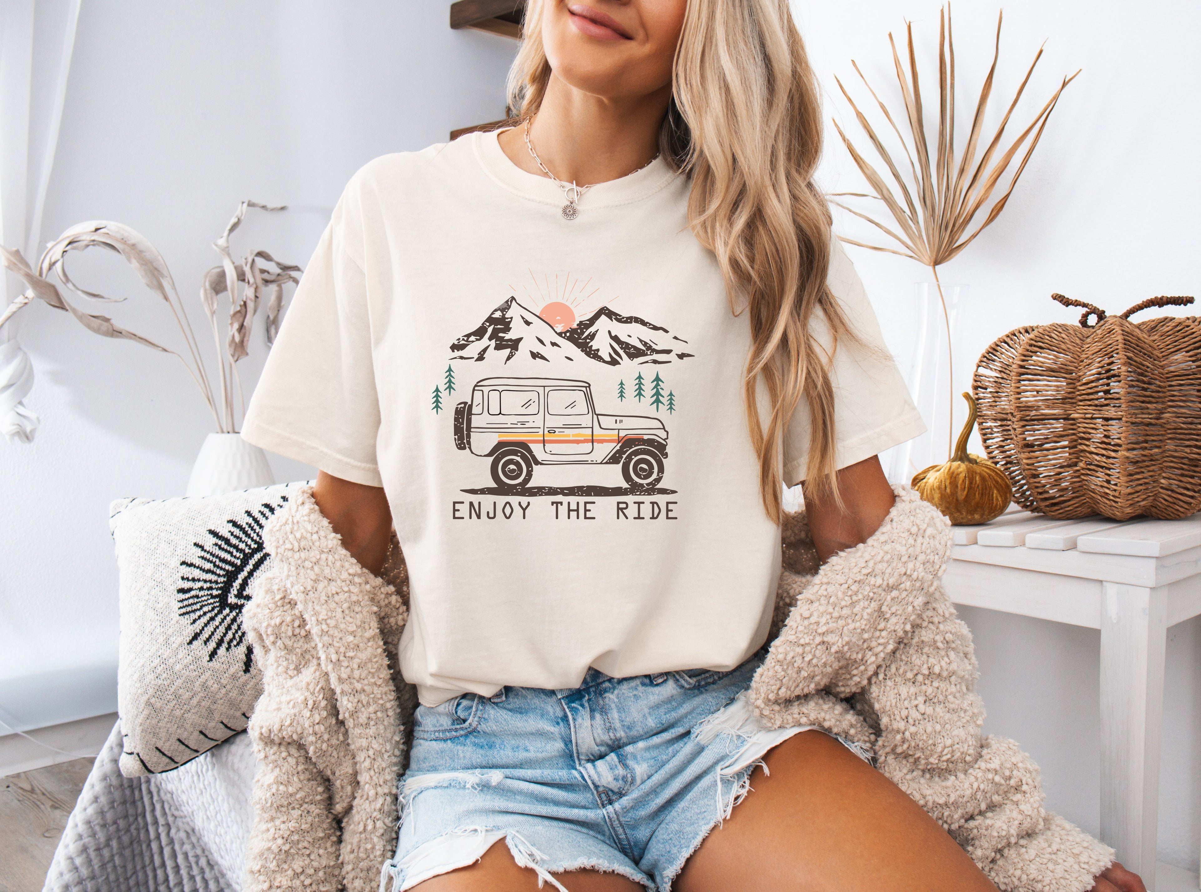 Enjoy the Ride Camping Hiking Mountain Nature Comfort Colors T Shirt