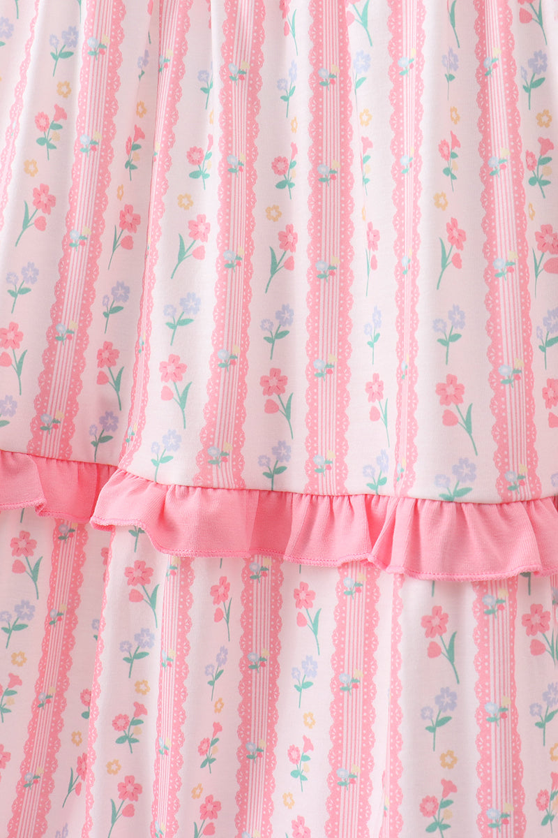 Blush floral smocked tiered dress for mom