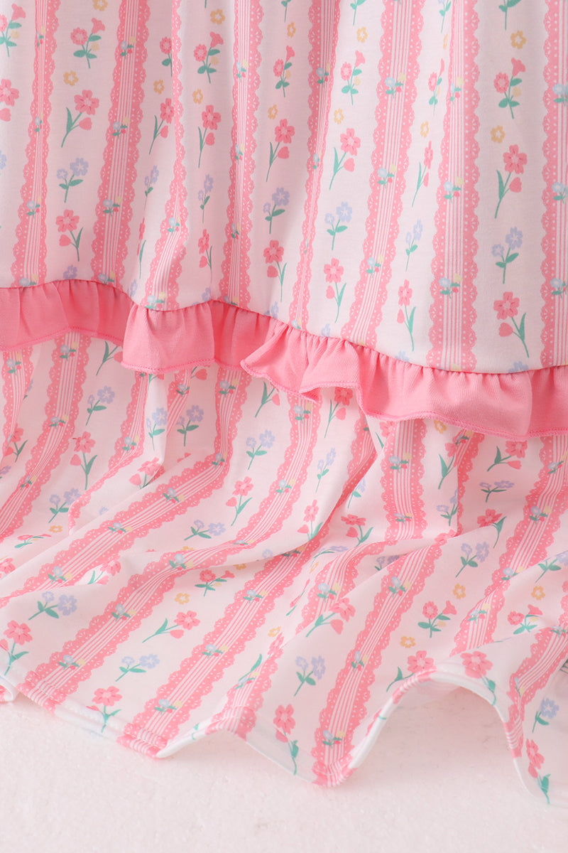 Blush floral smocked tiered dress for mom