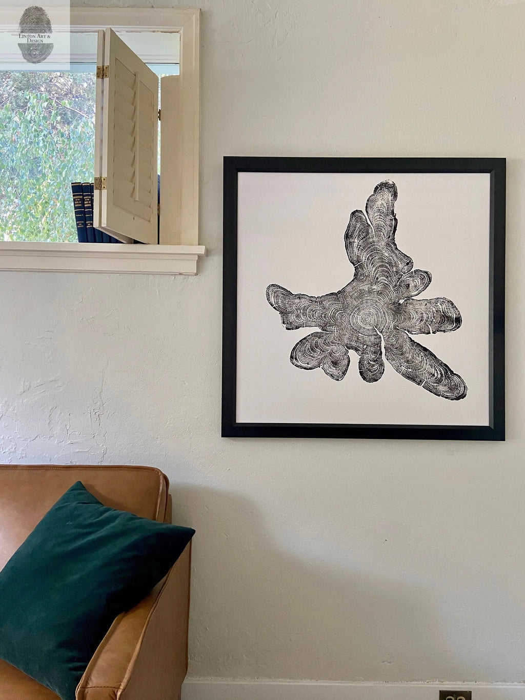 New York, Adirondack Mountains, Woodcut Print, Natural Wood Slices, Huge Wall Art, 36x36 inches