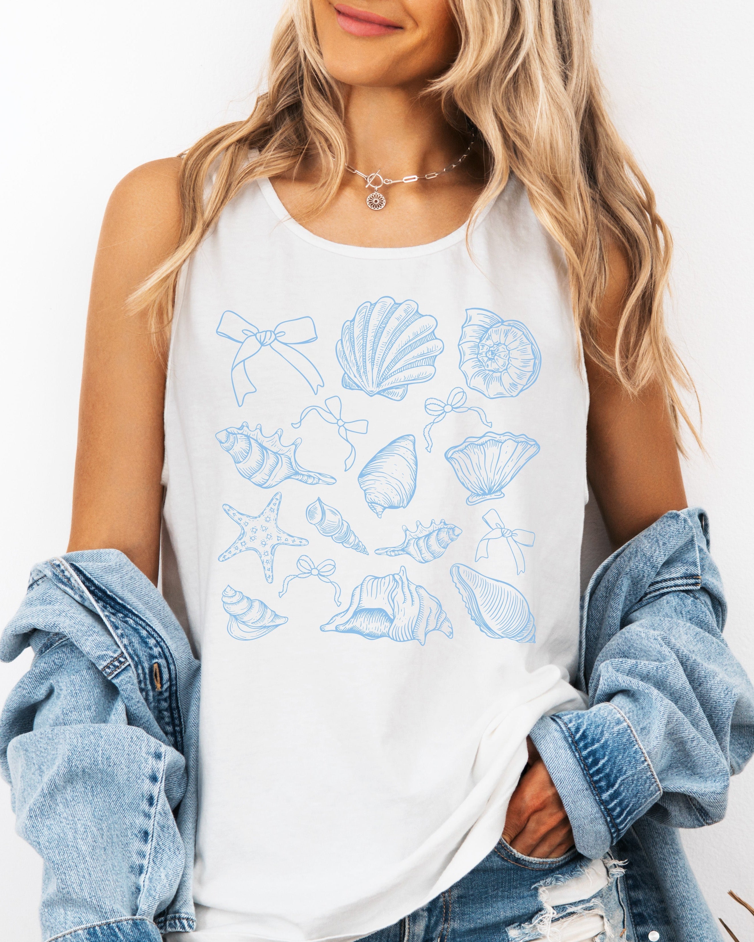 Seashell Lake Beach Comfort Colors Tank Top – Mountain Hiking Camping Vacation Nature Graphic