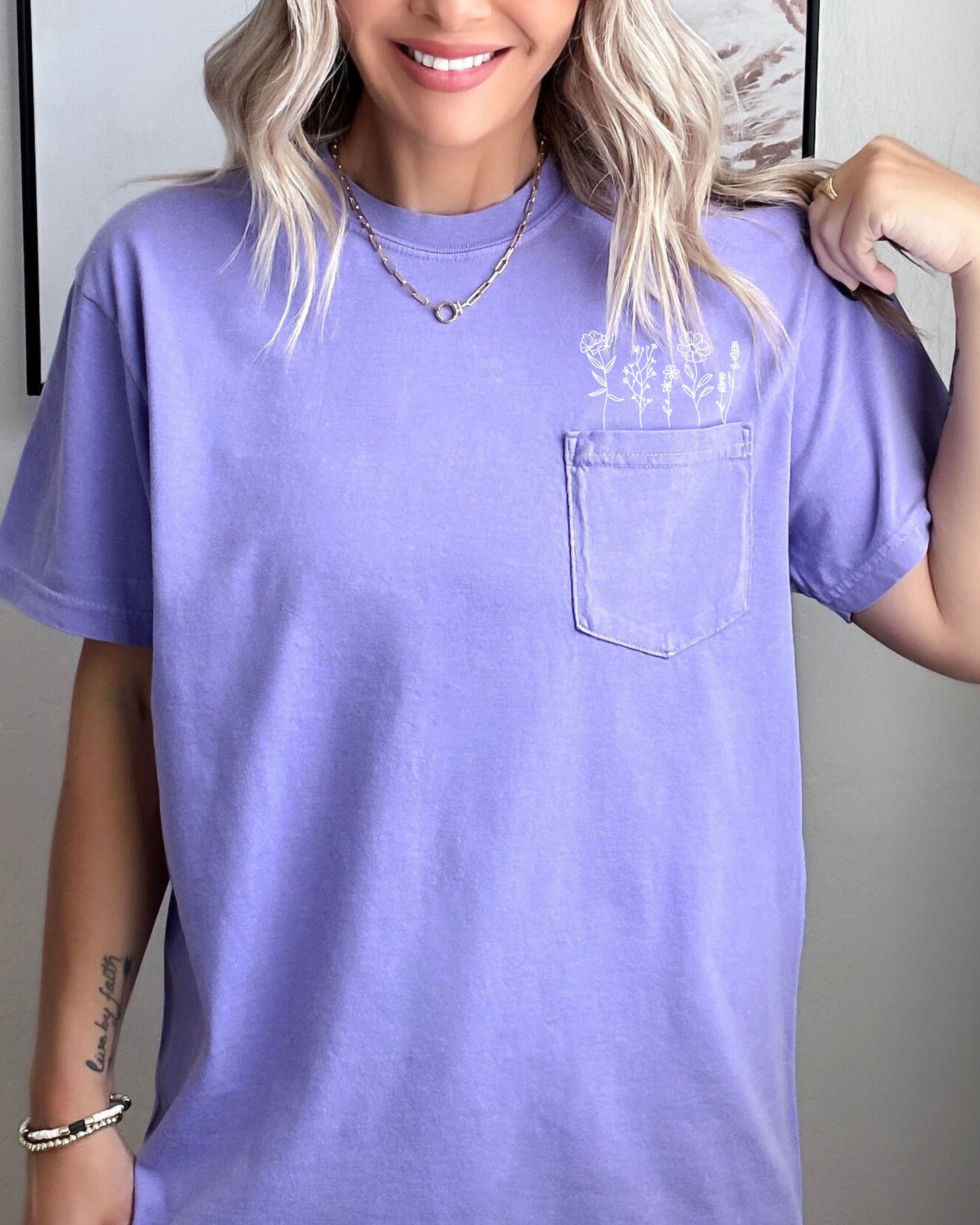 Wildflowers Comfort Colors Pocket T Shirt