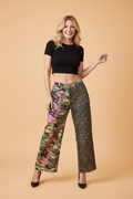 Abstract Camo Leopard Patchwork Straight Leg Jeans