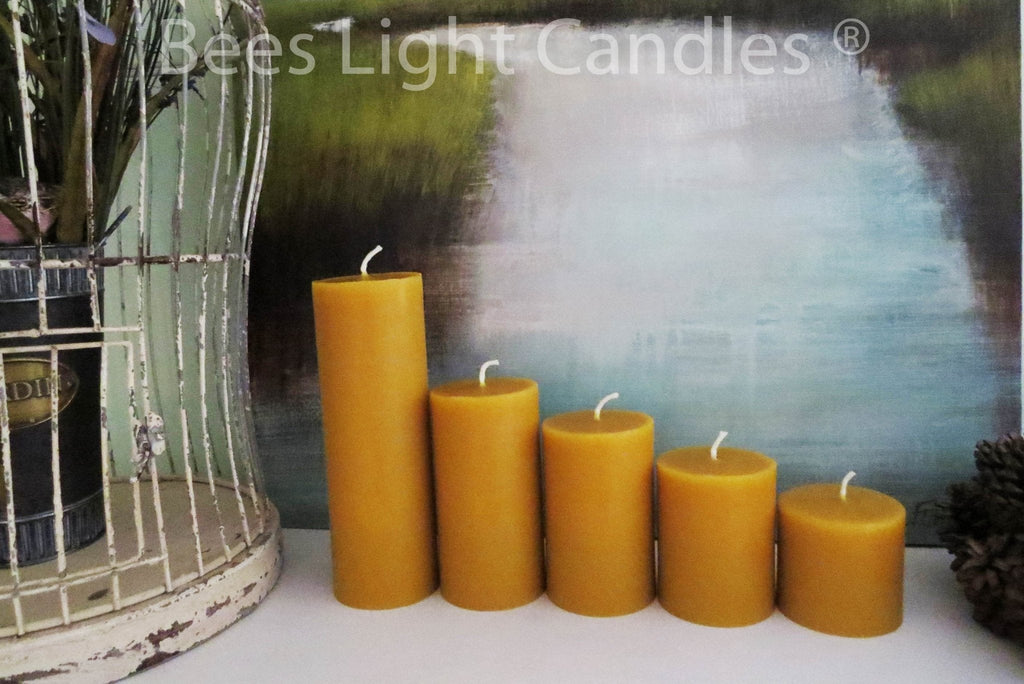 3 Inch Yellow Beeswax Pillar Candles