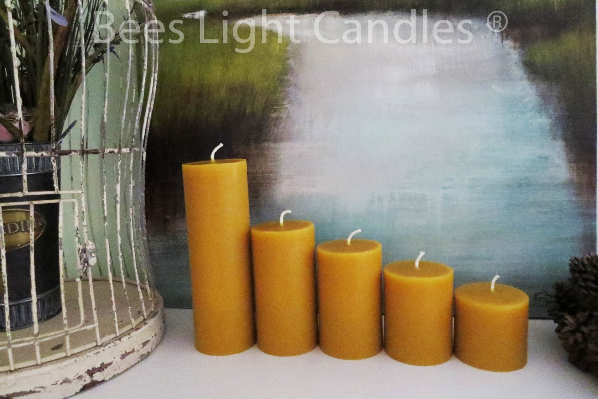 3 Inch Yellow Beeswax Pillar Candles