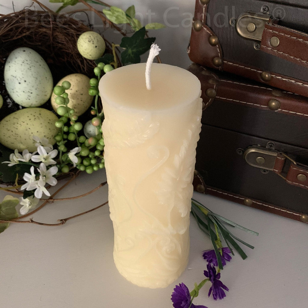 Fern Pillar Beeswax Candle