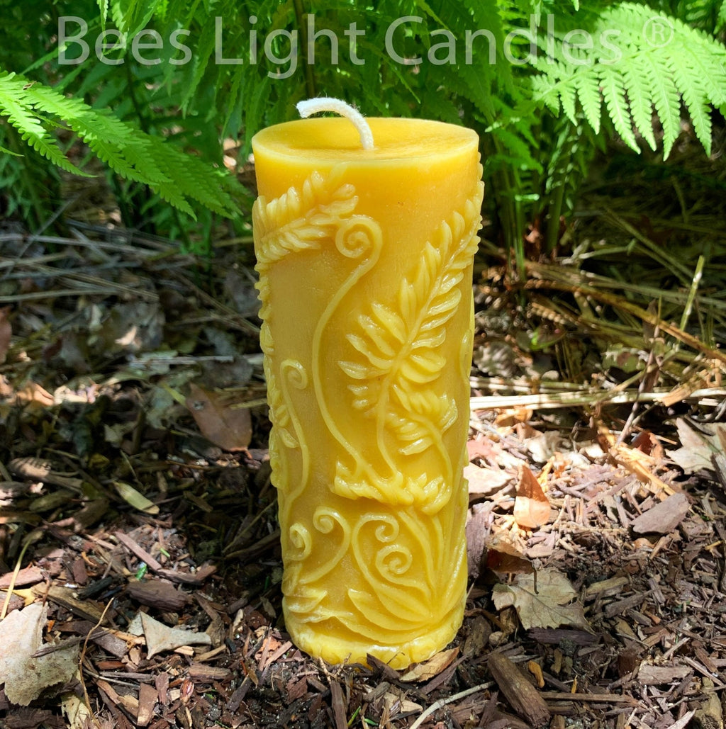 Fern Pillar Beeswax Candle