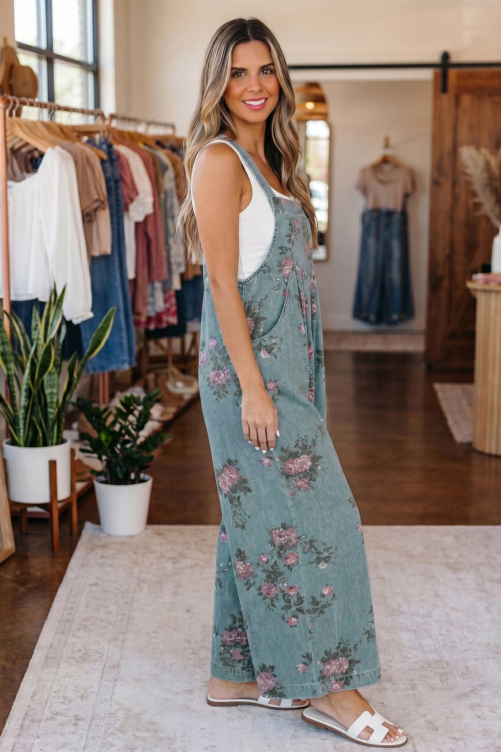 Floral Pleated High Waist Wide Leg Jumpsuit