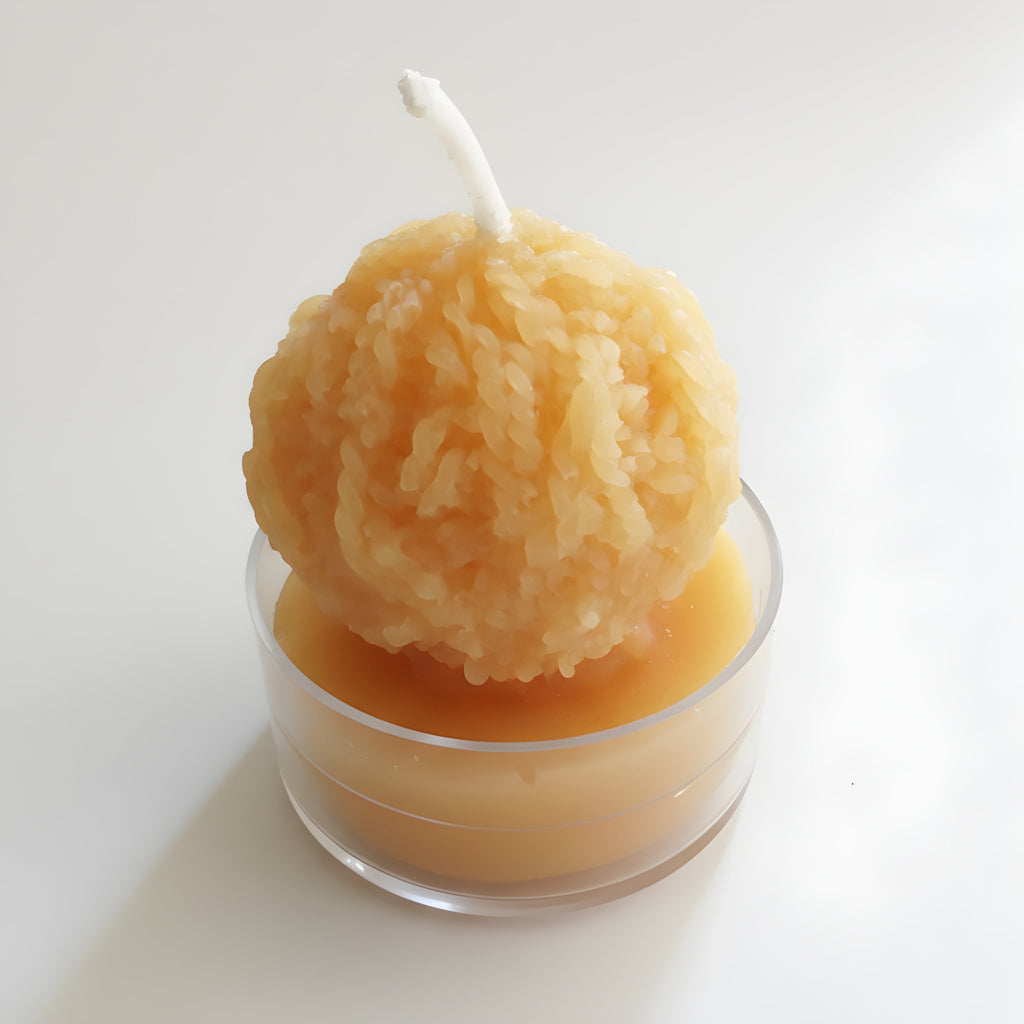 Yarn Ball Beeswax Tealight Candles