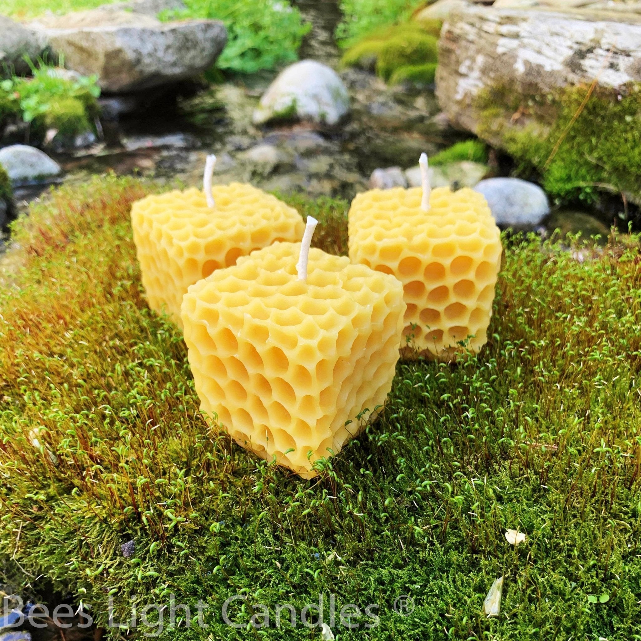 Honeycomb Cube Beeswax Candle