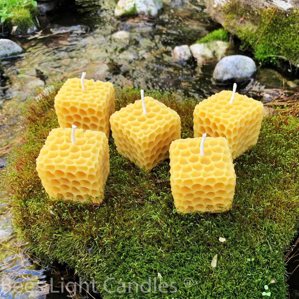 Honeycomb Cube Beeswax Candle
