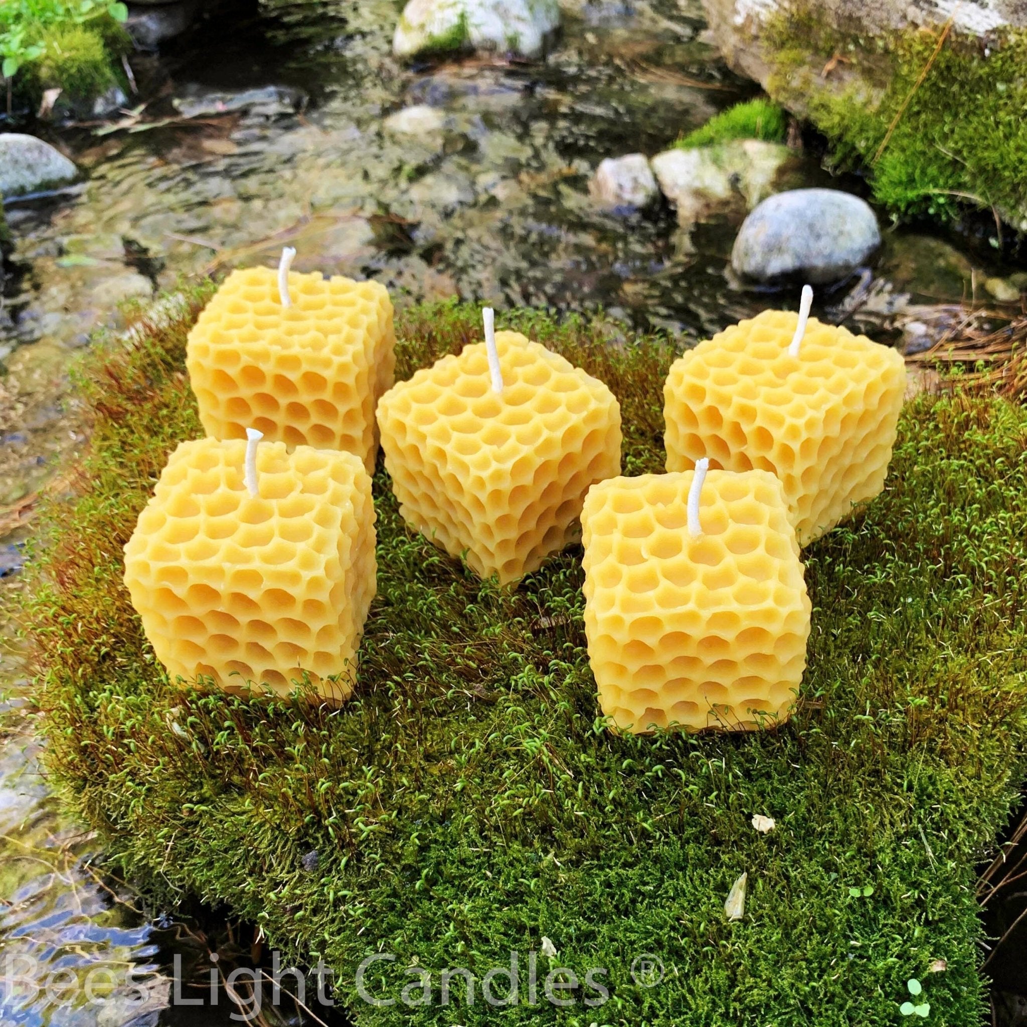 Honeycomb Cube Beeswax Candle