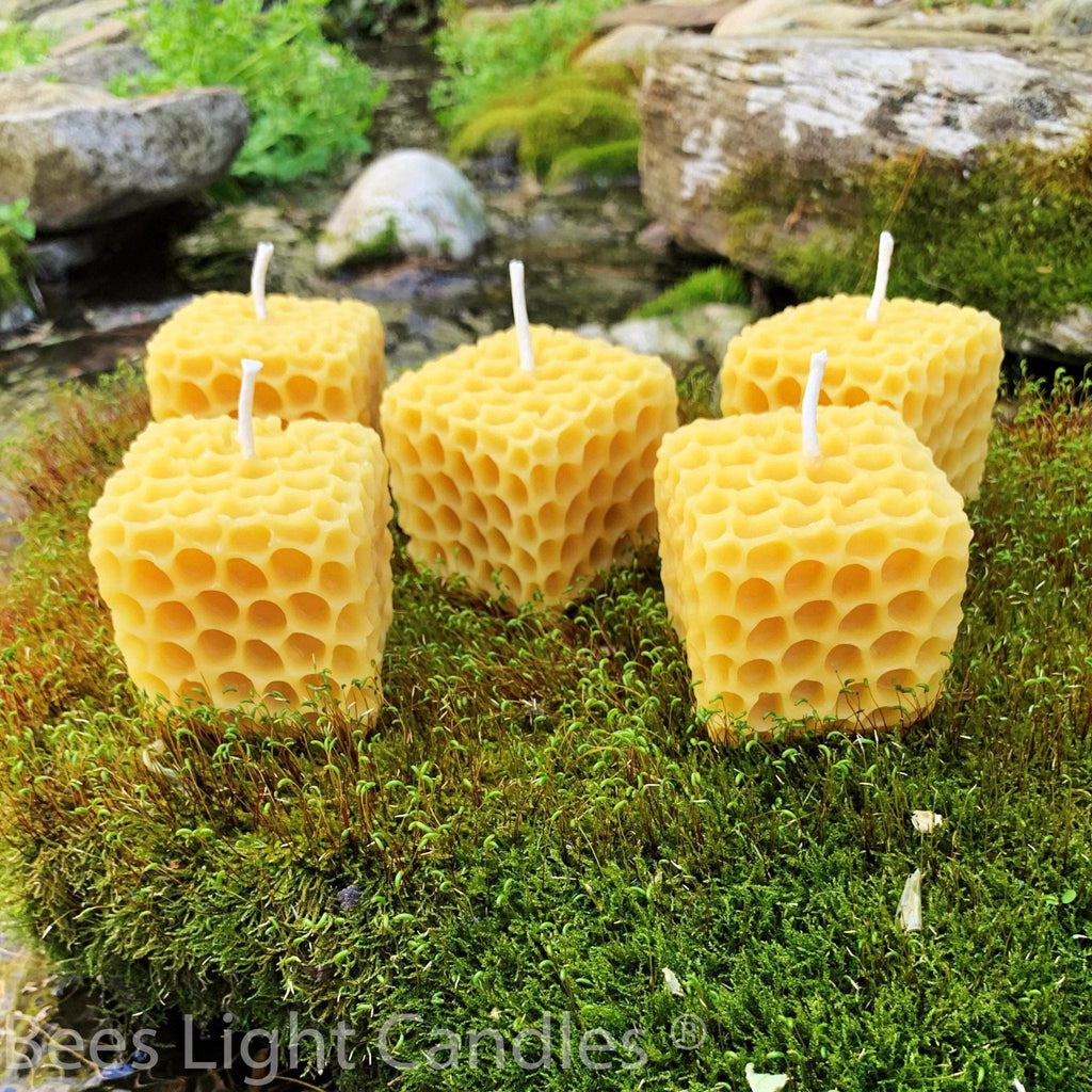 Honeycomb Cube Beeswax Candle