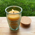 Beeswax Candle in Honeybee Glass Jar Spanish Recycled Glass
