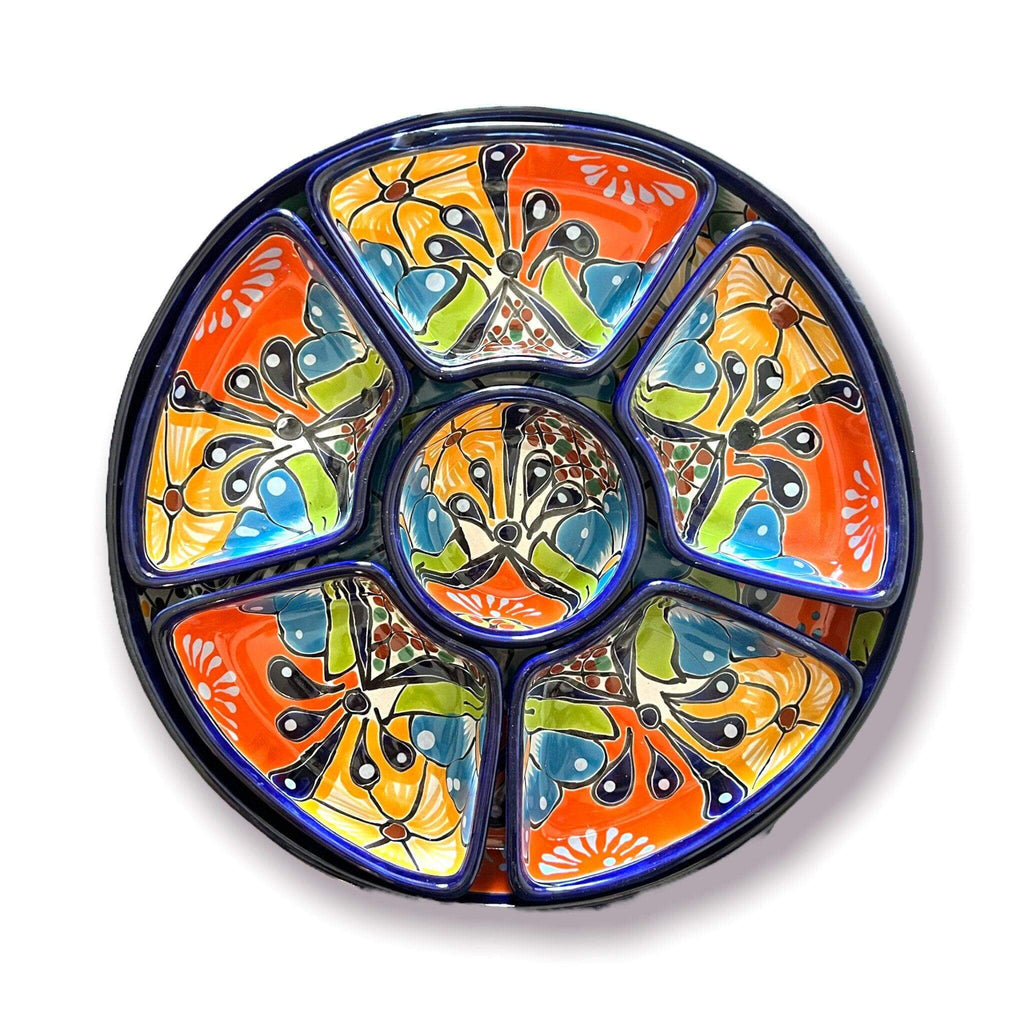 Talavera Appetizer Tray Set | Mexican Hand-Painted Pottery