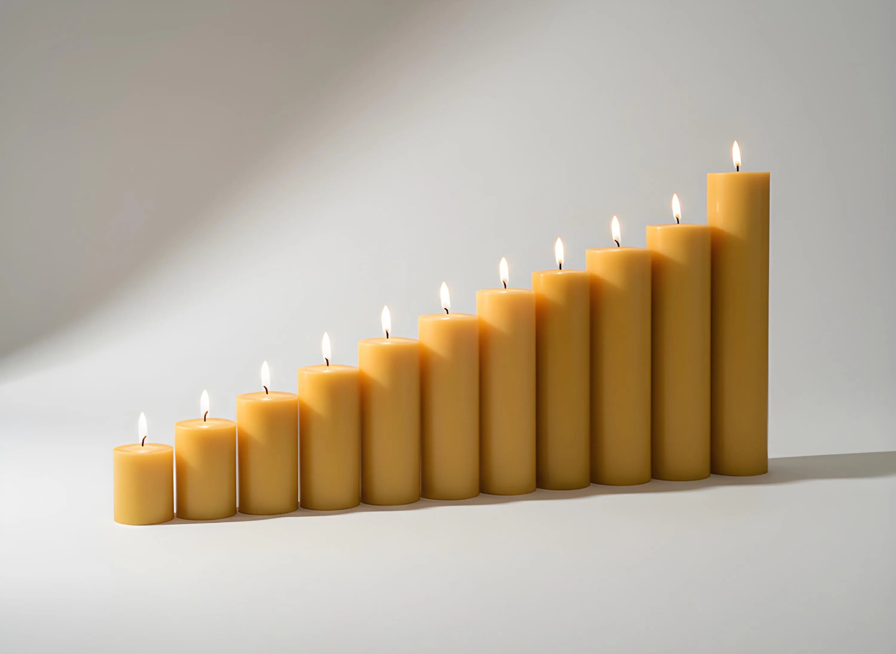Candle Symphony 11 Piece Yellow-Beeswax Pillar Set 3-Inch Diameter