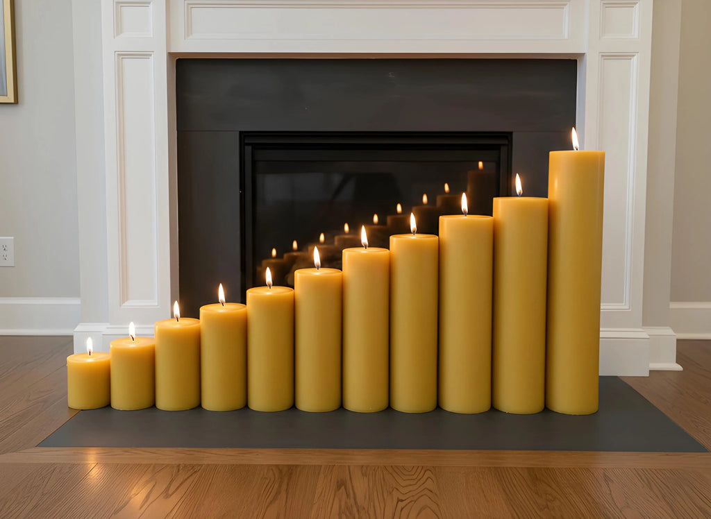 Candle Symphony 11 Piece Yellow-Beeswax Pillar Set 3-Inch Diameter