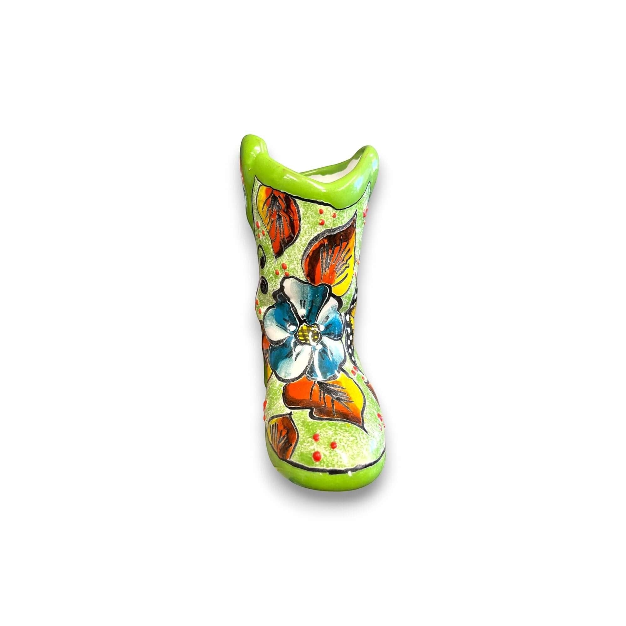 Small Hand-Painted Talavera Mexican Boot Flower Pot | Talavera Planter