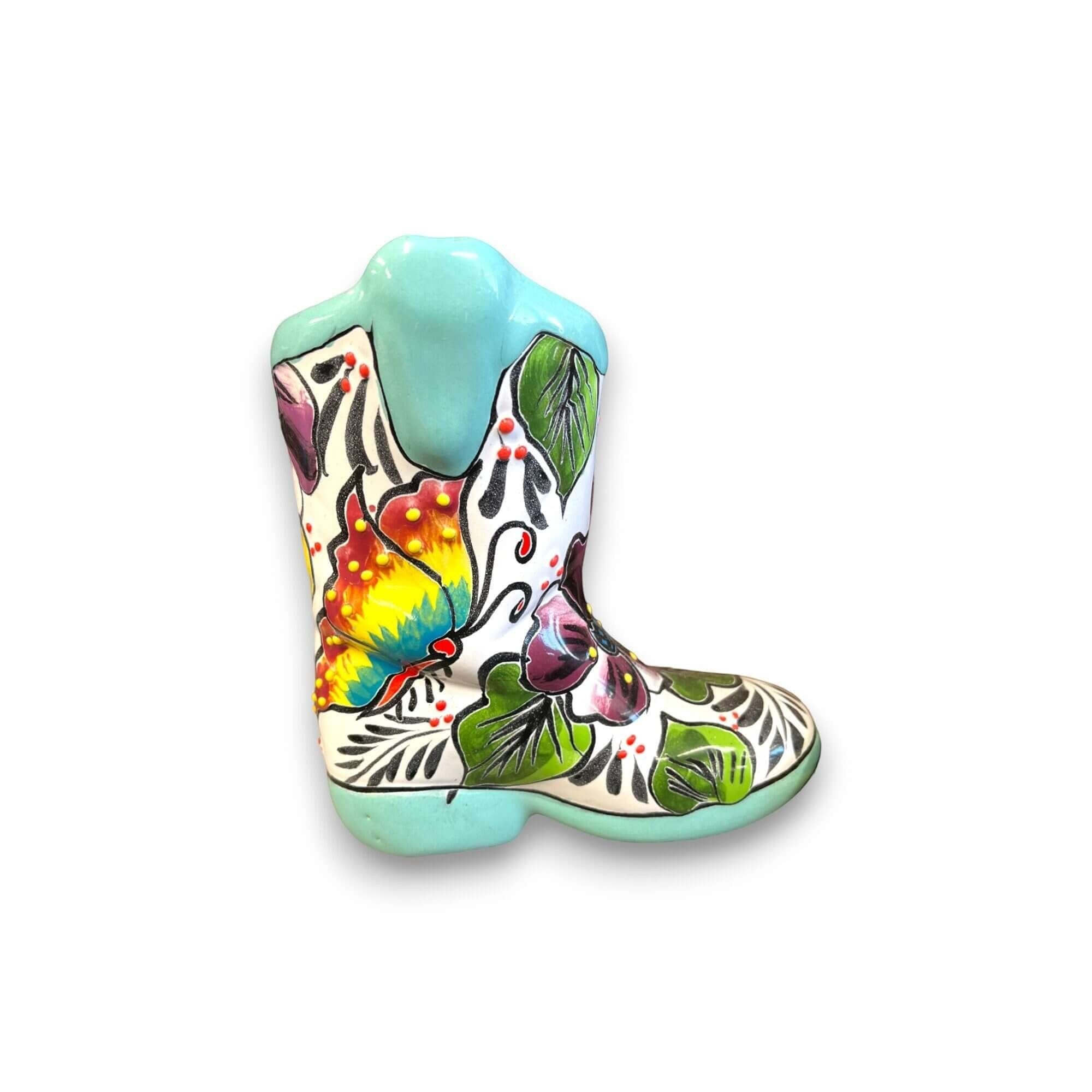 Small Hand-Painted Talavera Mexican Boot Flower Pot | Talavera Planter
