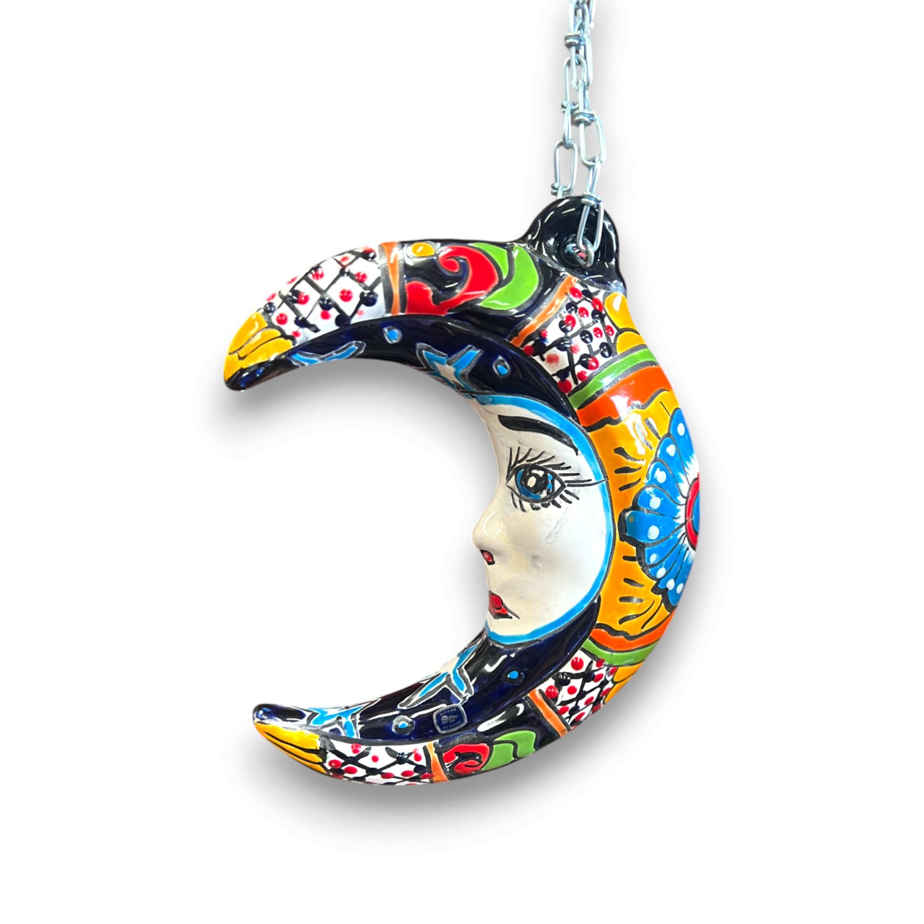 Talavera Crescent Moon Face | Hanging Mexican Wall Art